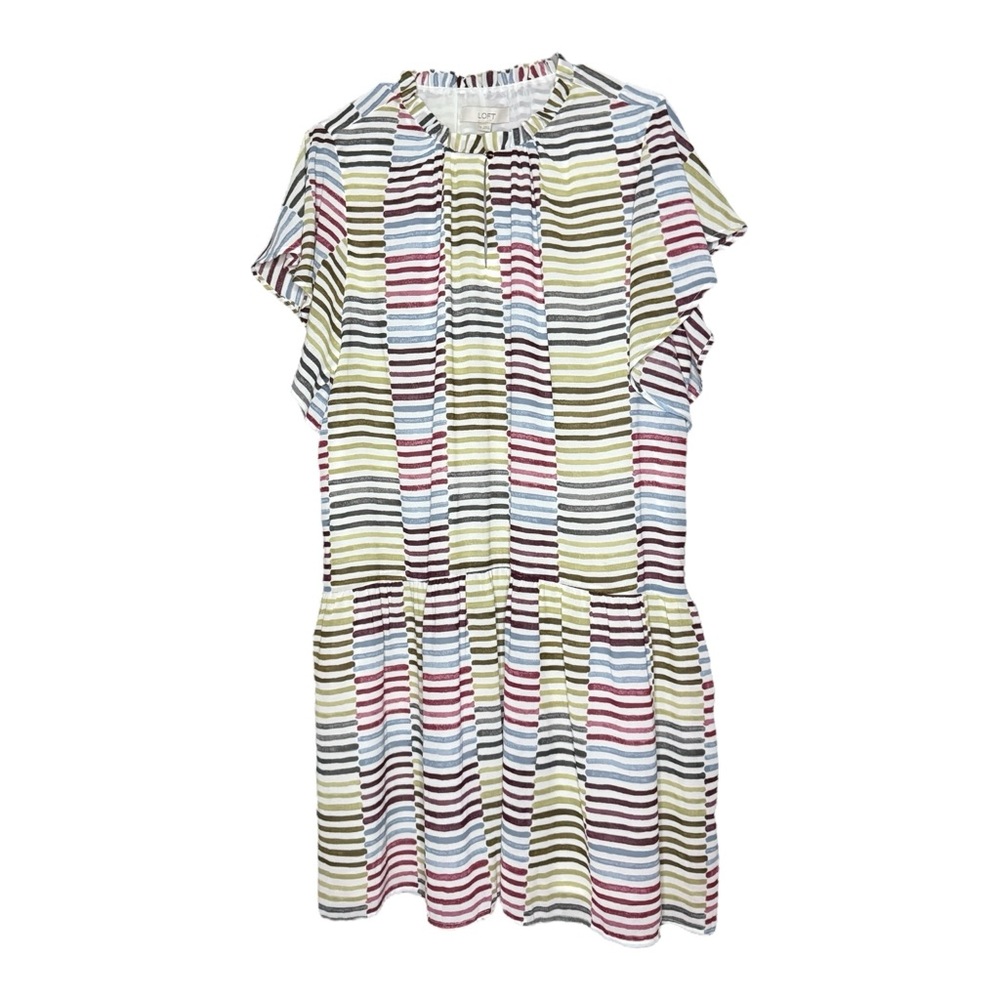 Loft Striped Tiered Flounce Dress Size XL - Picture 2 of 4